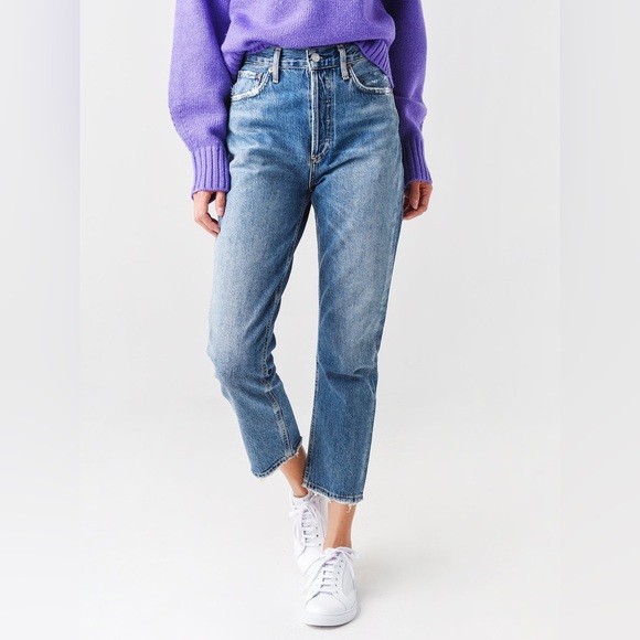 AGOLDE Riley High Rise Straight Crop Jean in Frequency Style: A056C-983 - Picture 1 of 15